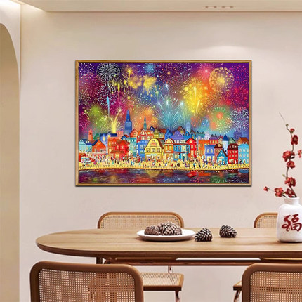 浪漫烟花钻石画2025新款客厅高难度满钻十字绣小件治愈儿童点钻画