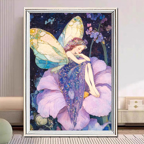 花间少女卡通女孩5d钻石画满钻新款2026小幅手工点贴钻十字绣卧室