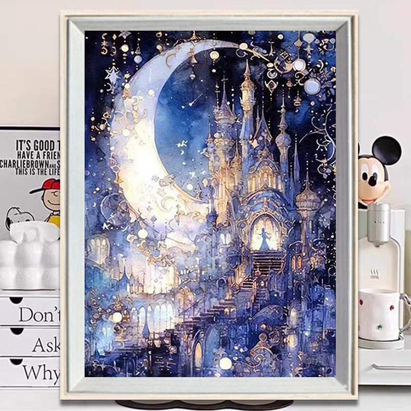 星月城堡钻石画手工diy点钻梦幻城堡满钻超闪贴画简约钻石画