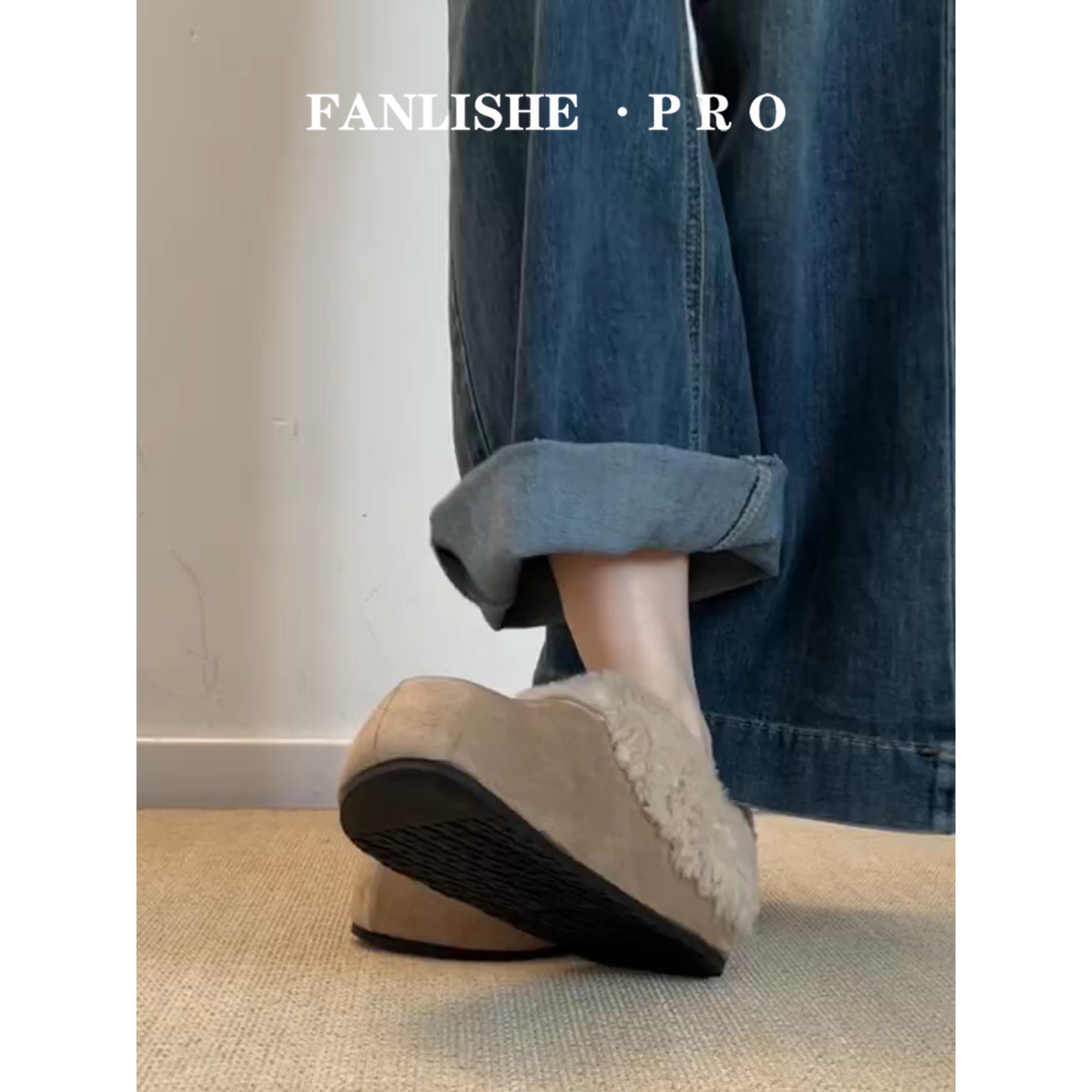 复古加绒包头勃肯鞋女2025冬季新款法式厚底外穿保暖半拖鞋棉鞋子