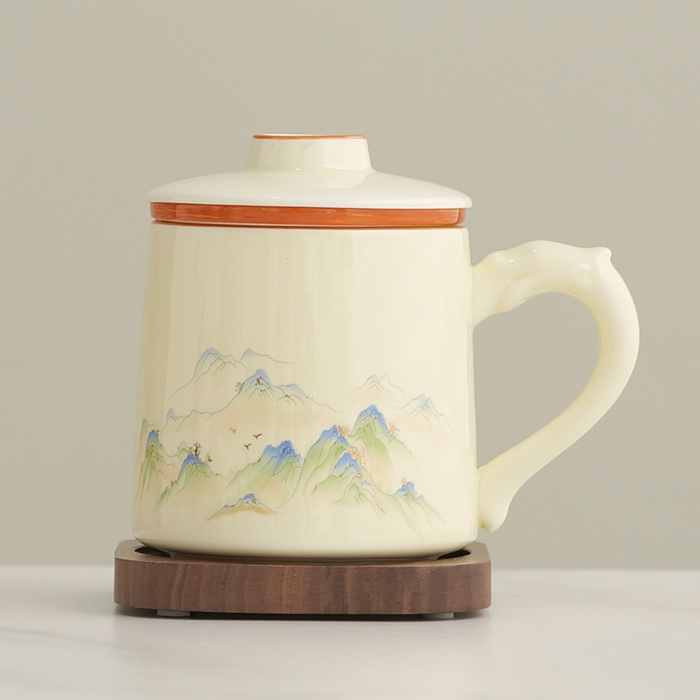 新款办公杯茶水分离陶瓷高端家用水杯办公室会议泡茶杯子高档礼盒