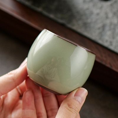官窑单个人茶杯主人杯家用喝茶陶瓷功夫品茗杯中式可养茶盏礼盒装