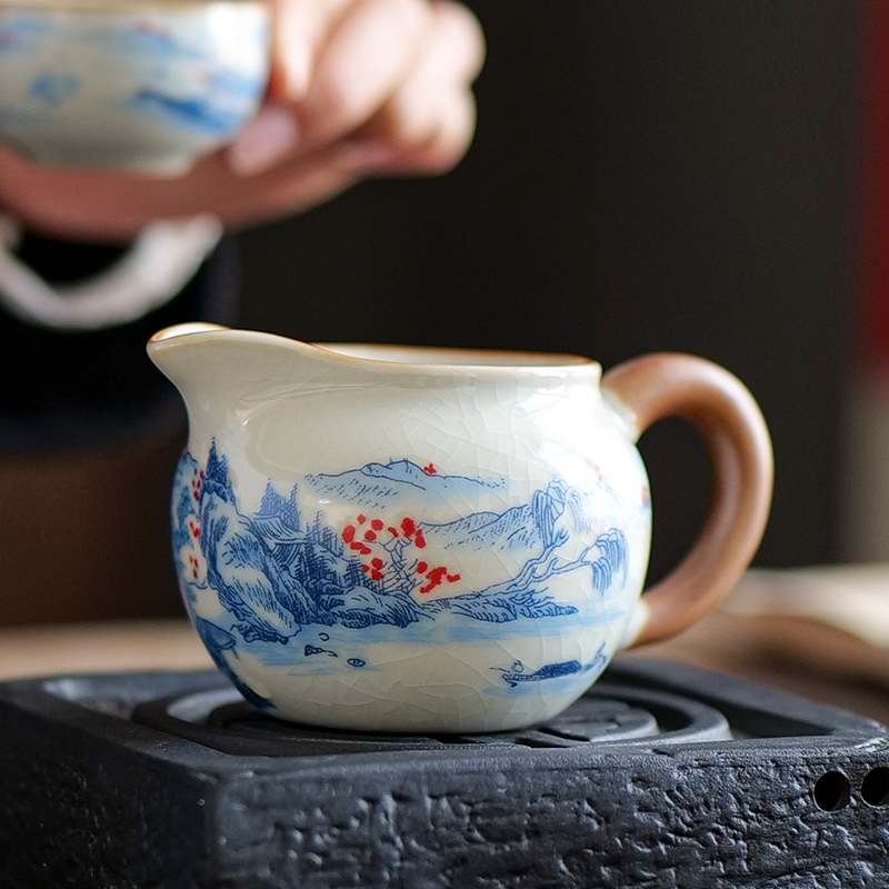 汝窑公道茶杯家用办公室功夫茶海复古单个陶瓷公杯茶具分茶器配件