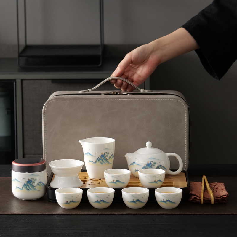 旅行茶具套装便携式陶瓷户外车载随身泡茶器随身包泡茶装备可定制