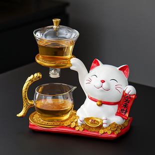 半自动茶具套装家用懒人冲茶器办公高档功夫泡茶壶杯整套磁吸感应