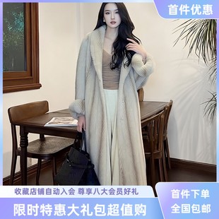 2025冬新款时尚女士仿皮草野兽小姐环保外套气质长款大衣皮草