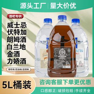 基酒5L白兰地金酒利口酒酒吧伏特加洋酒姆酒水白朗桶装调酒威士忌