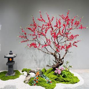 仿真梅花树仿生红梅花假腊梅新年许愿树商场装饰壁挂橱窗摆件造景