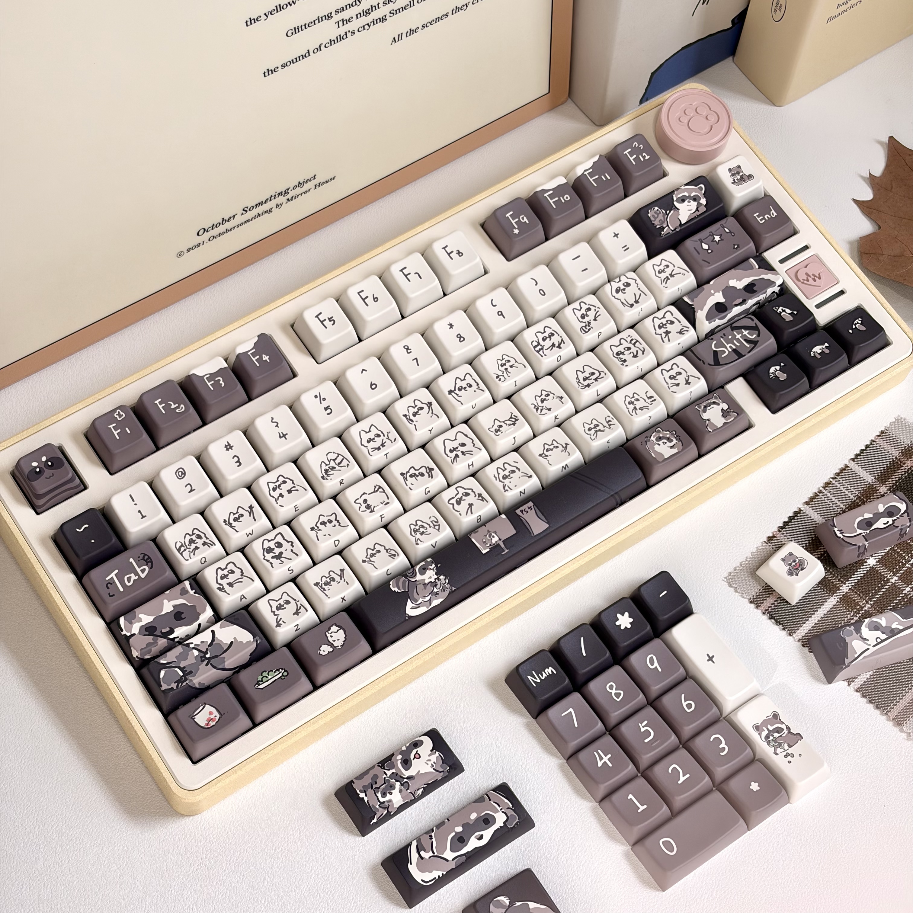 库洛洛  可爱个性主题键帽 小浣熊 MDA高度侧刻适配机械键盘键帽