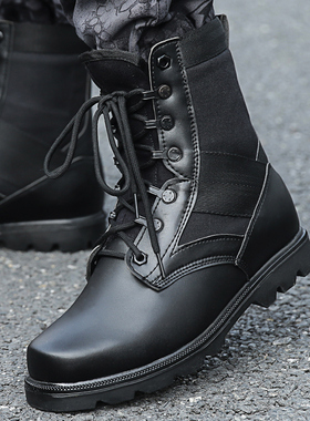 新式作战靴男超轻冬季带毛保暖战训靴训练靴安检保安靴减震单靴女