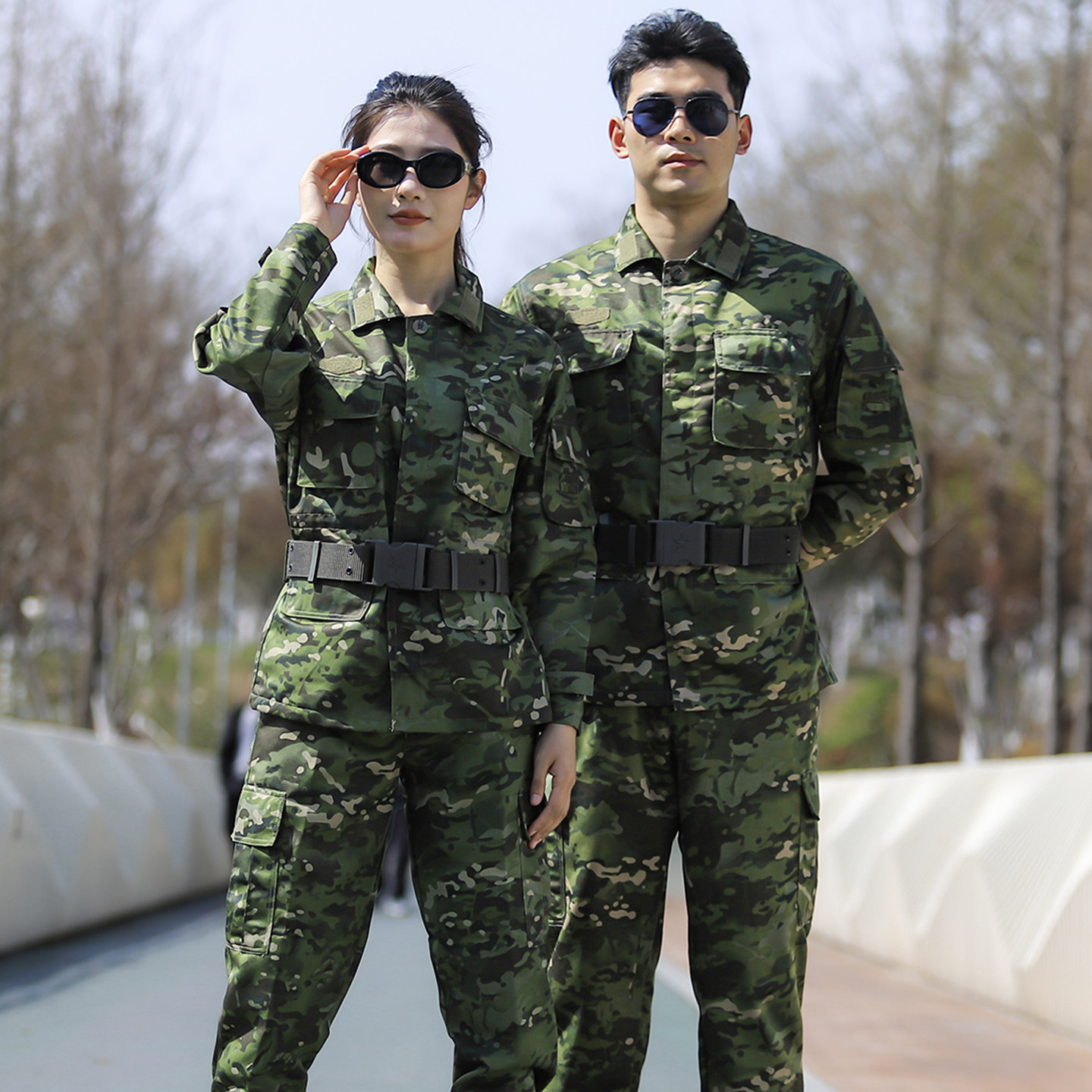 新式春季迷彩服男套装户外教官训练服军训服耐磨劳保工作服正版女