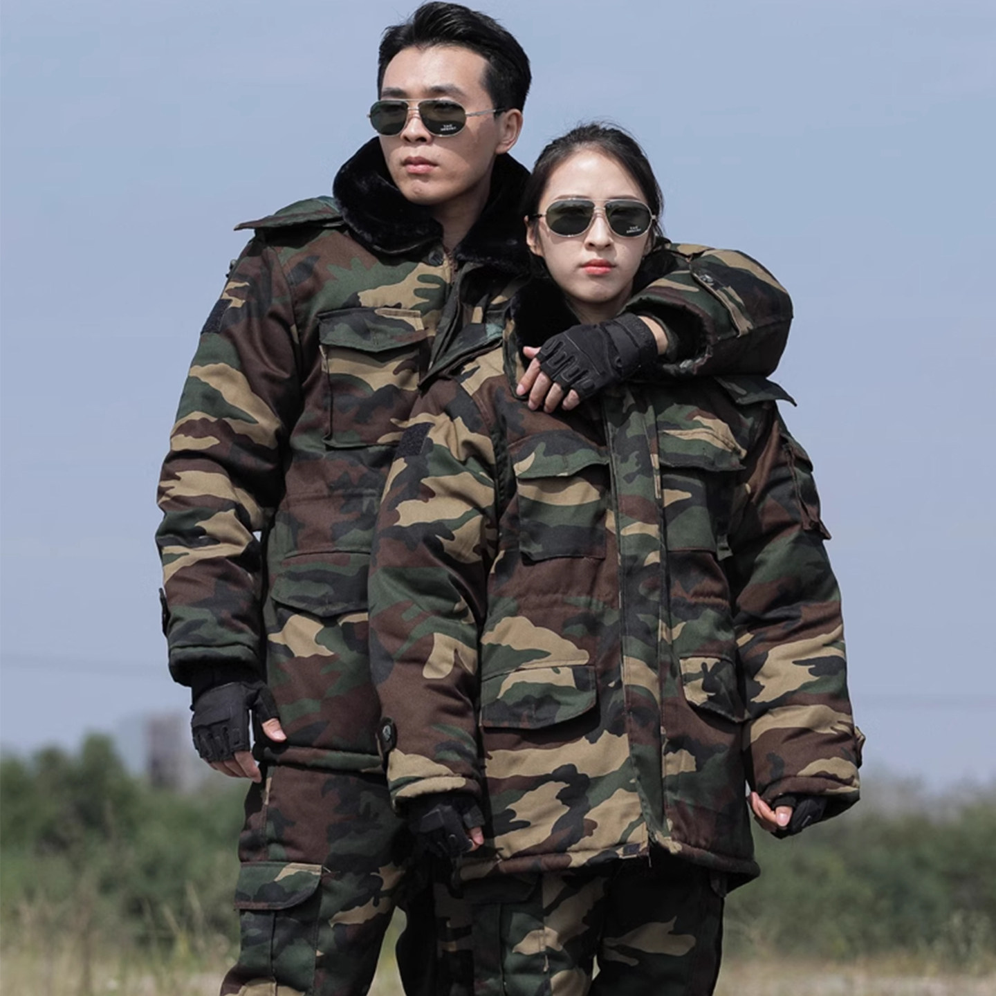 新款军大衣男迷彩棉大衣冬季加厚东北抗寒超厚老款棉服棉袄外套女