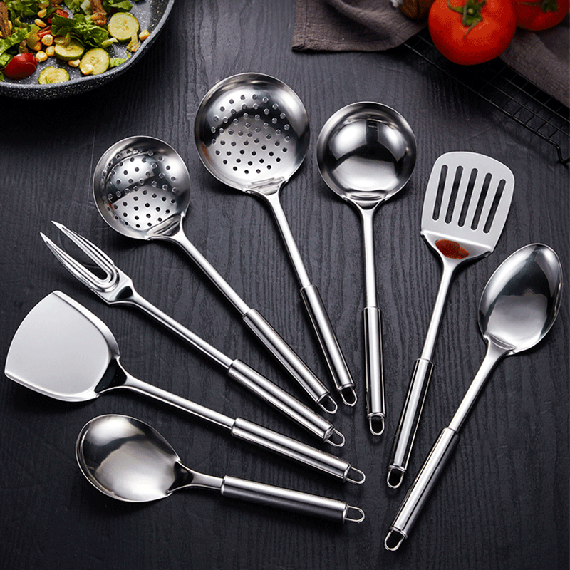 不烫手勺子煎铲炒菜铲子漏勺汤勺厨房不锈钢锅铲加厚家用长柄厨具