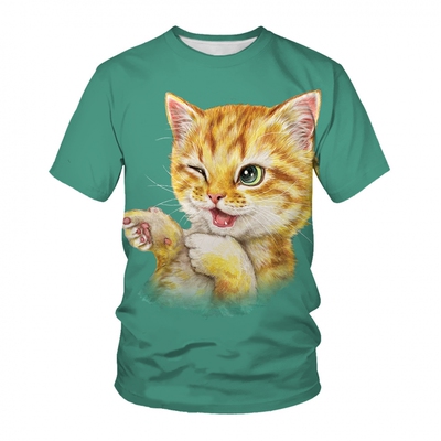 欧美跨境T恤外贸提供小懒猫男士T