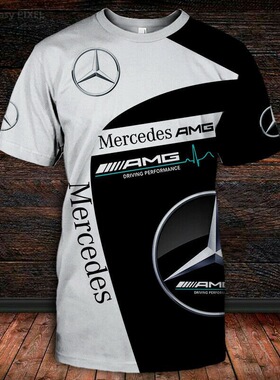 2024跨境欧美新款车标3D数码印花男装3dT恤橄榄球夏季新品休闲T恤