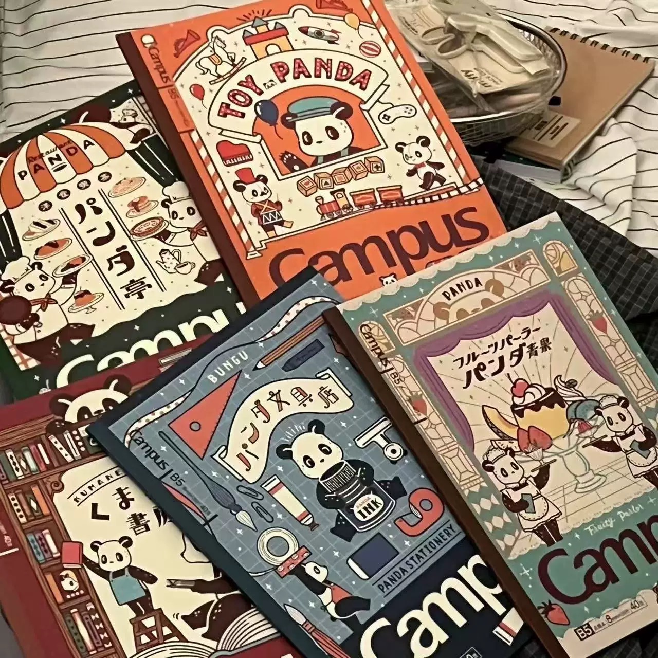 日本KOKUYO国誉OB1TOY联名无线装订本小中学生用记事笔记本B5胶装笔记本高中生可爱熊猫高颜值本子学生用
