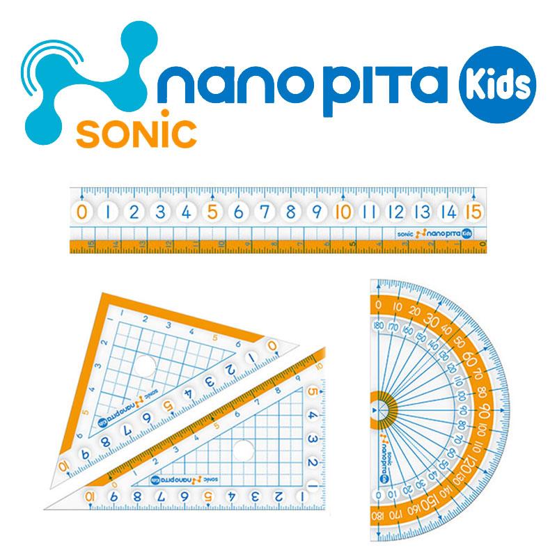日本SONIC中小学生透明尺子套装考试直尺量角器三角板大数字尖角