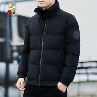 稻草人正品羽绒棉服男士秋冬季加厚保暖大红色潮流百搭棉袄外套