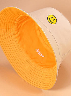 小头围双面渔夫帽男款帽子女夏太阳帽男士时尚遮阳帽防晒黄色纯棉