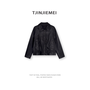 P950 100羊皮抽绳收腰真皮外套WT2603 3372 都市皮衣 T井姐妹