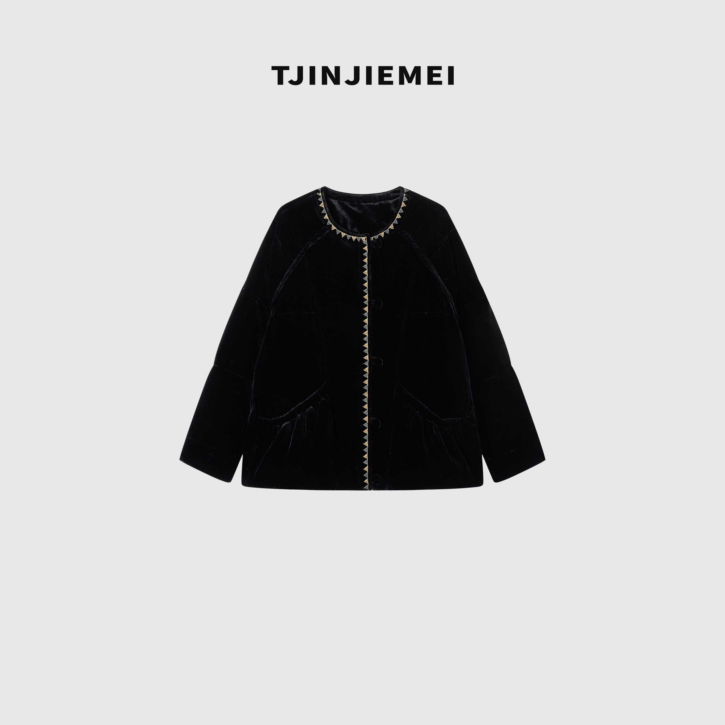 T井姐妹【夜曲】设计感真丝丝绒刺绣精致气质羽绒服YRF2511-TJ610