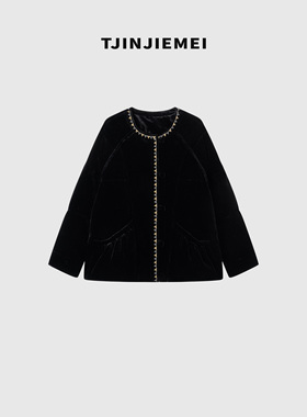 T井姐妹【夜曲】设计感真丝丝绒刺绣精致气质羽绒服YRF2511-TJ610