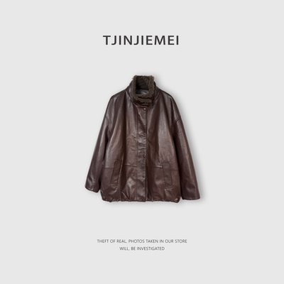 T井姐妹【摩登时代】设计感高端绵羊皮鹅绒服WT2512-40008