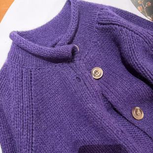 毛衣MY2509 设计感精致100美丽诺羊毛开衫 3189 紫毛衣 T井姐妹