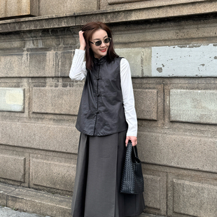 P142 T井姐妹 皮马夹MJ2508 简约休闲百搭新中式 1801 东方墨