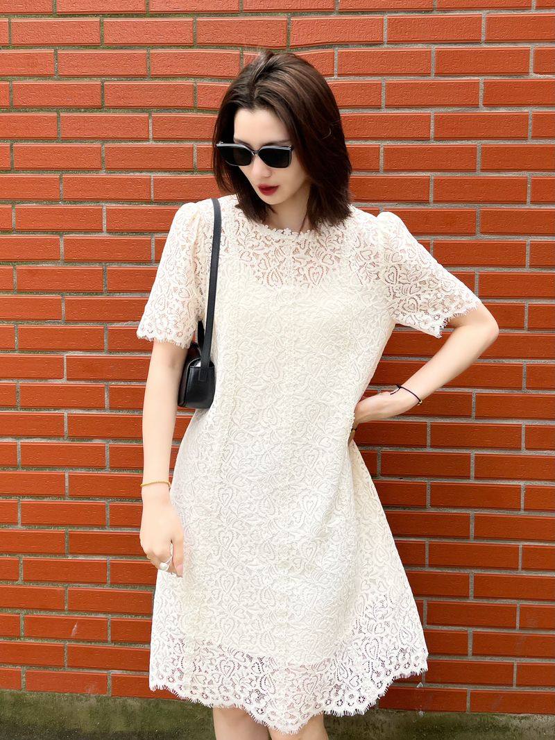 T井姐妹【对白】蕾丝气质时尚夏季设计师女装连衣裙