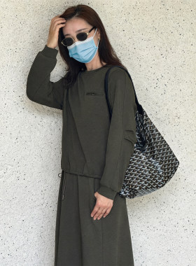 T井姐妹【洒脱】休闲百搭宽松圆领卫衣半裙套装TZ2608-86102