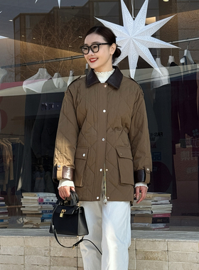 T井姐妹【露丝同款】设计感拼皮衬衫领老钱90鹅绒服ERF2510-ty506