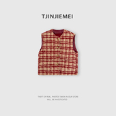 设计感精致气质百搭休闲羽绒马甲MJ2510 T井姐妹 红格小香 ZT61