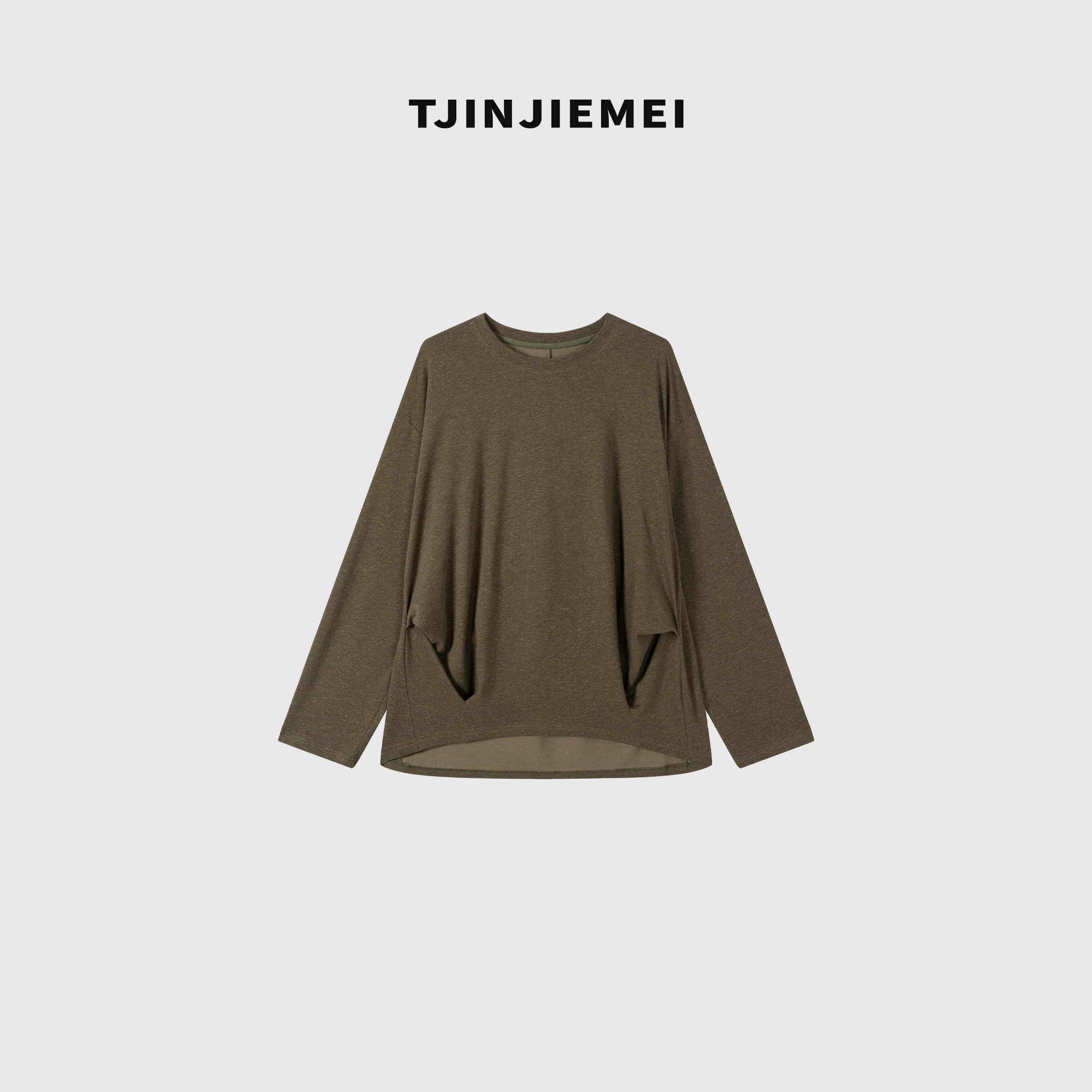【T井姐妹】新款休闲百搭宽松橄榄绿T恤TX2507-TJ462