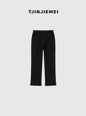 T井姐妹【花边裤】设计感花边显瘦时尚弹力休闲裤子KZ2509-TJ503