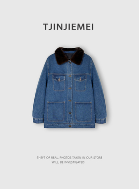 T井姐妹【牛仔蓝】设计感精致牛仔水貂领鹅绒服ERF2512-25966