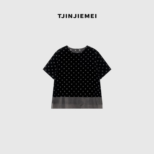 T井姐妹【烟雨客】设计精致真丝丝绒百搭气质短袖T恤DX2506-TJ346