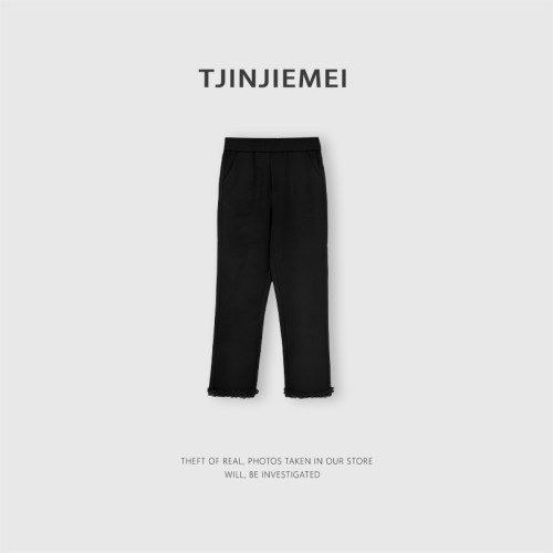 T井姐妹【小花边】设计感花边显瘦时尚弹力休闲裤子KZ2601-TJ648