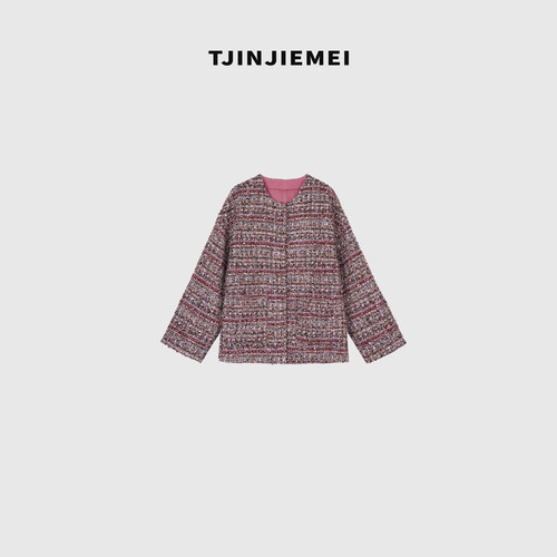 T井姐妹【粉紫】设计感休闲百搭短款香风外套WT2608-TJ975