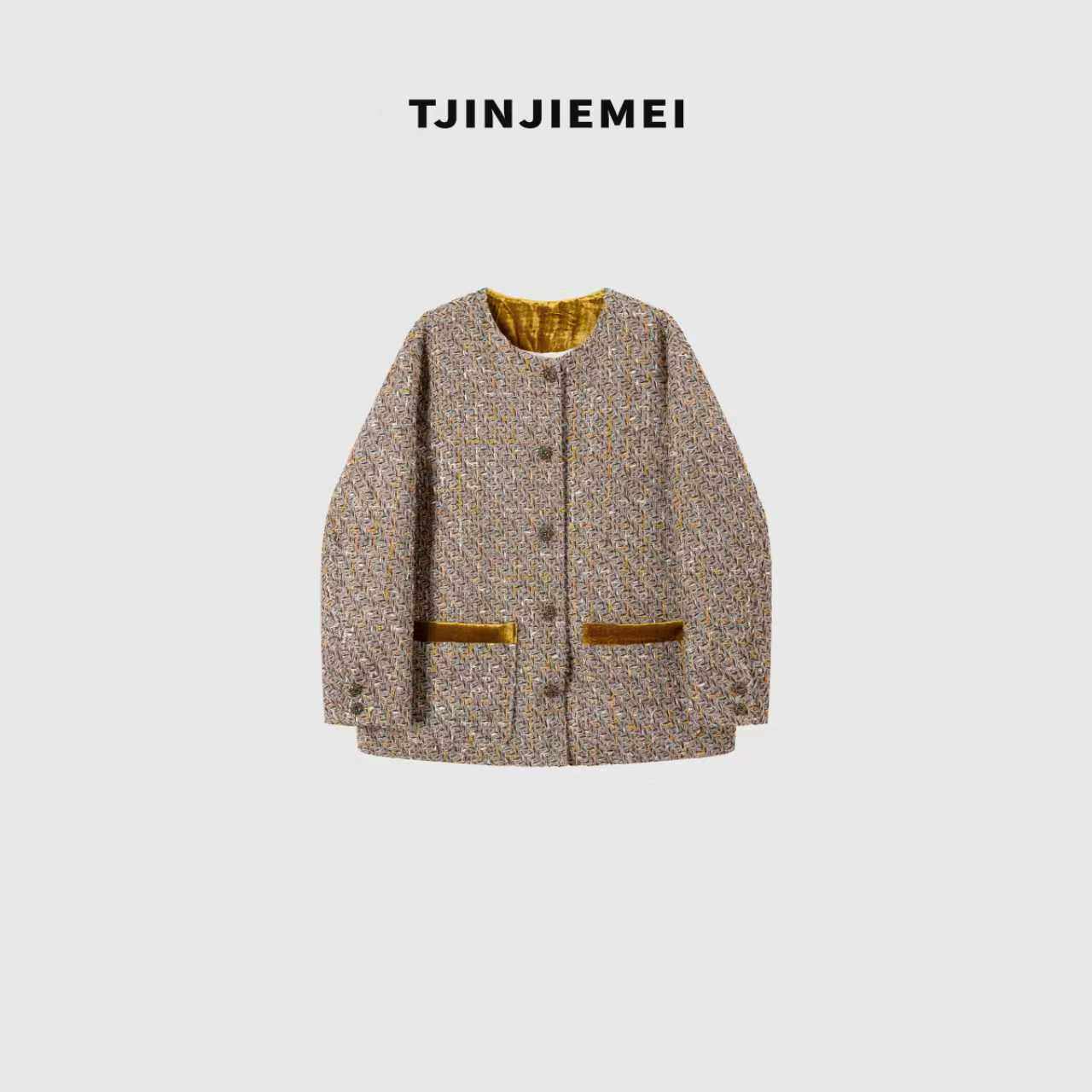 T井姐妹【鎏金岁月 】设计感羊毛混纺彩纱羽绒服WT2509-TJ526