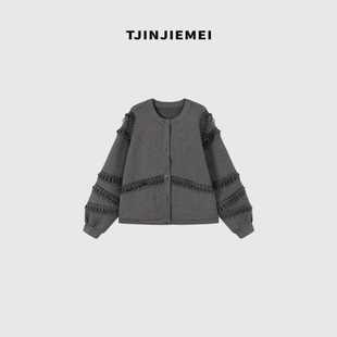 TJ419 外套WT2507 T井姐妹 设计感休闲百搭蕾丝花边短款