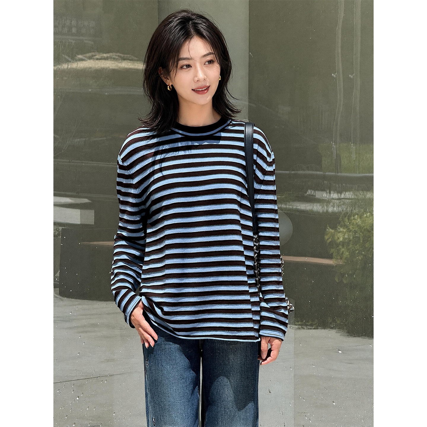 T井姐妹【海盐条纹】设计感休闲百搭显瘦长袖T恤TX2608-2528图片