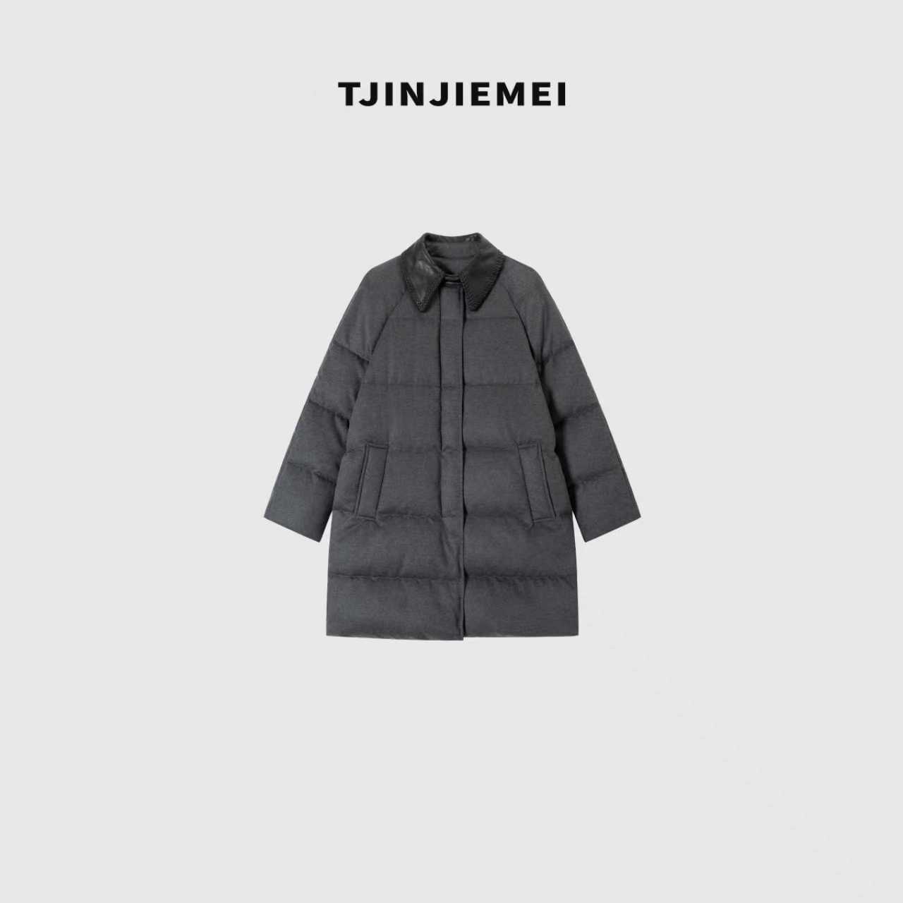 T井姐妹【不平凡】设计感羊皮领鹅绒服ERF2510-Y785-1B