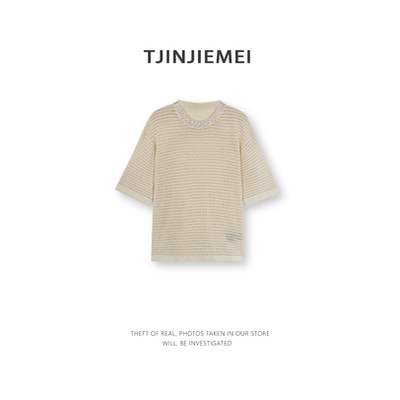 T井姐妹【奶茶】100真丝设计百搭气质短袖DX2603-C88023