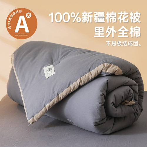 2025新款A类100%里外全棉新疆长绒棉花被子春秋冬季双人纯棉被芯