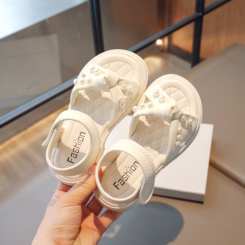 大童珍珠洋气公主风儿童软底凉鞋