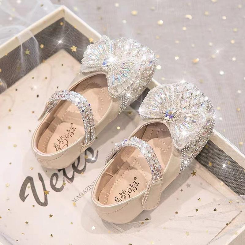 女童鞋子水晶鞋软底皮鞋演出单鞋