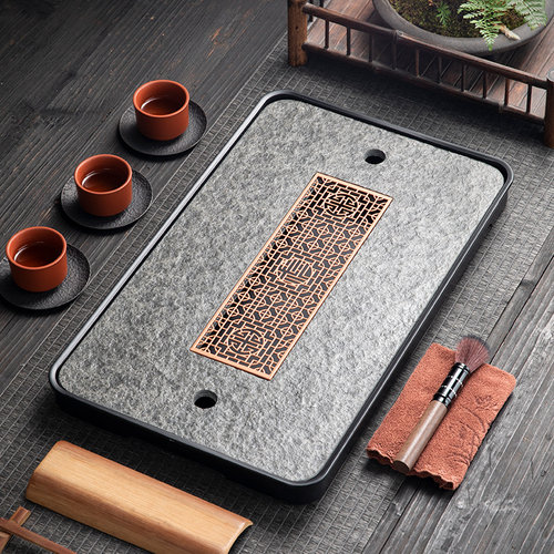 乌金石茶盘家用办公室功夫茶具泡茶小茶台储水排水沥水石头茶托