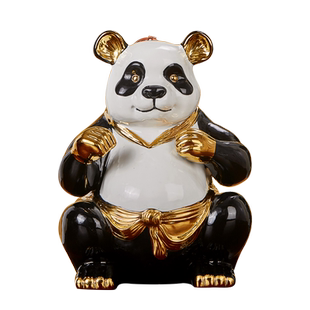 功夫熊猫 景德镇陶瓷酒瓶酒坛子 国宝珍藏镀金 密封文创罕见酒瓶