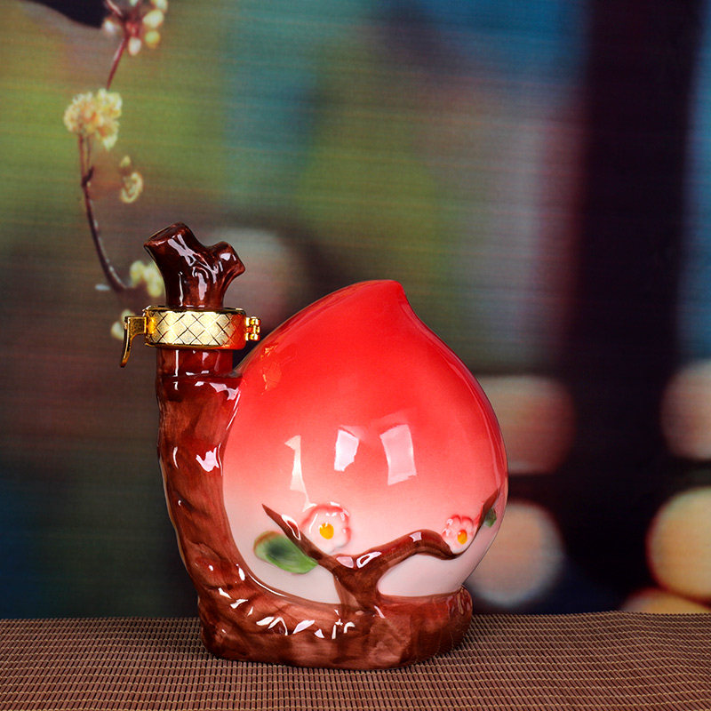 空瓶 寿桃景德镇陶瓷酒瓶酒壶密封装饰创意酒坛1斤装
